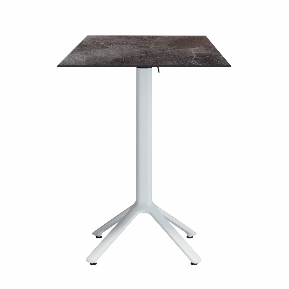 Restootab - table haute pliable nemo blanche pour extérieur pierre dark 60x60
