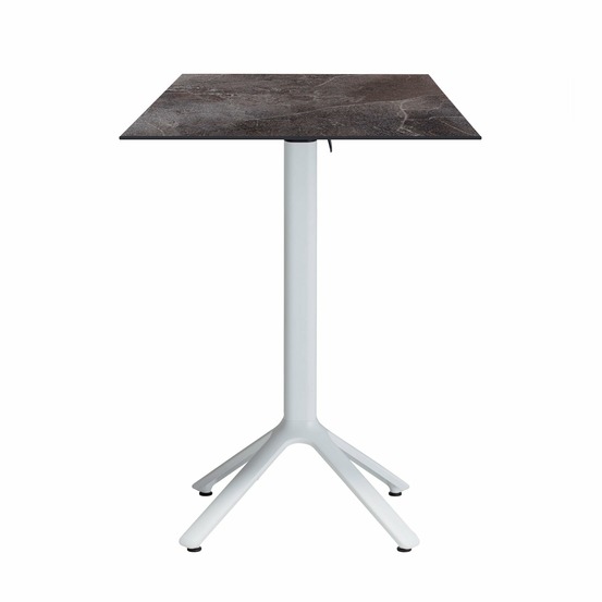 Restootab - table haute pliable nemo blanche pour extérieur pierre dark 60x60