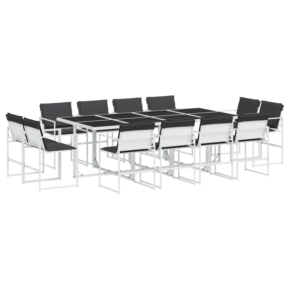 Ensemble à manger de jardin avec coussins 13pcs blanc textilène