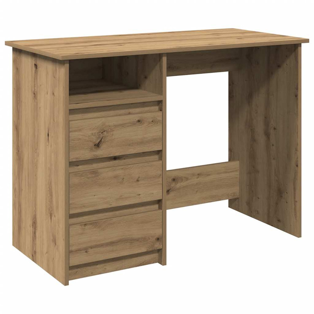Bureau chêne artisanal 102x50x75 cm bois d'ingénierie