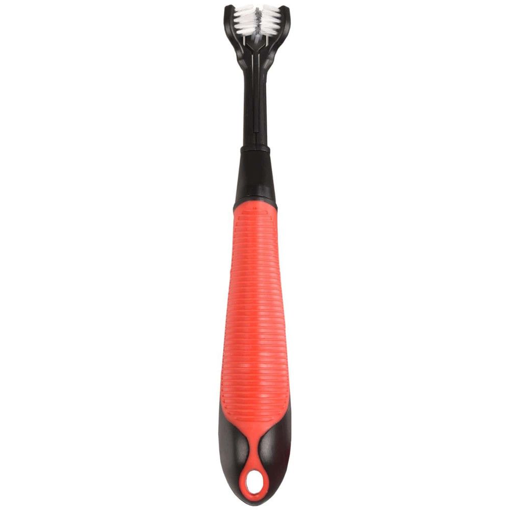 Brosse à dents kerber soft grip noir rouge 20 cm pour chien