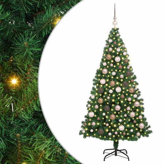 Sapin de noël artificiel vert 180 cm pvc, acier et plastique