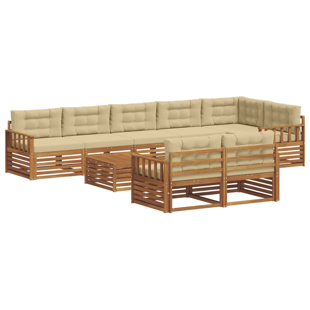 Ensemble de canapés d'extérieur 9 pcs naturel et beige