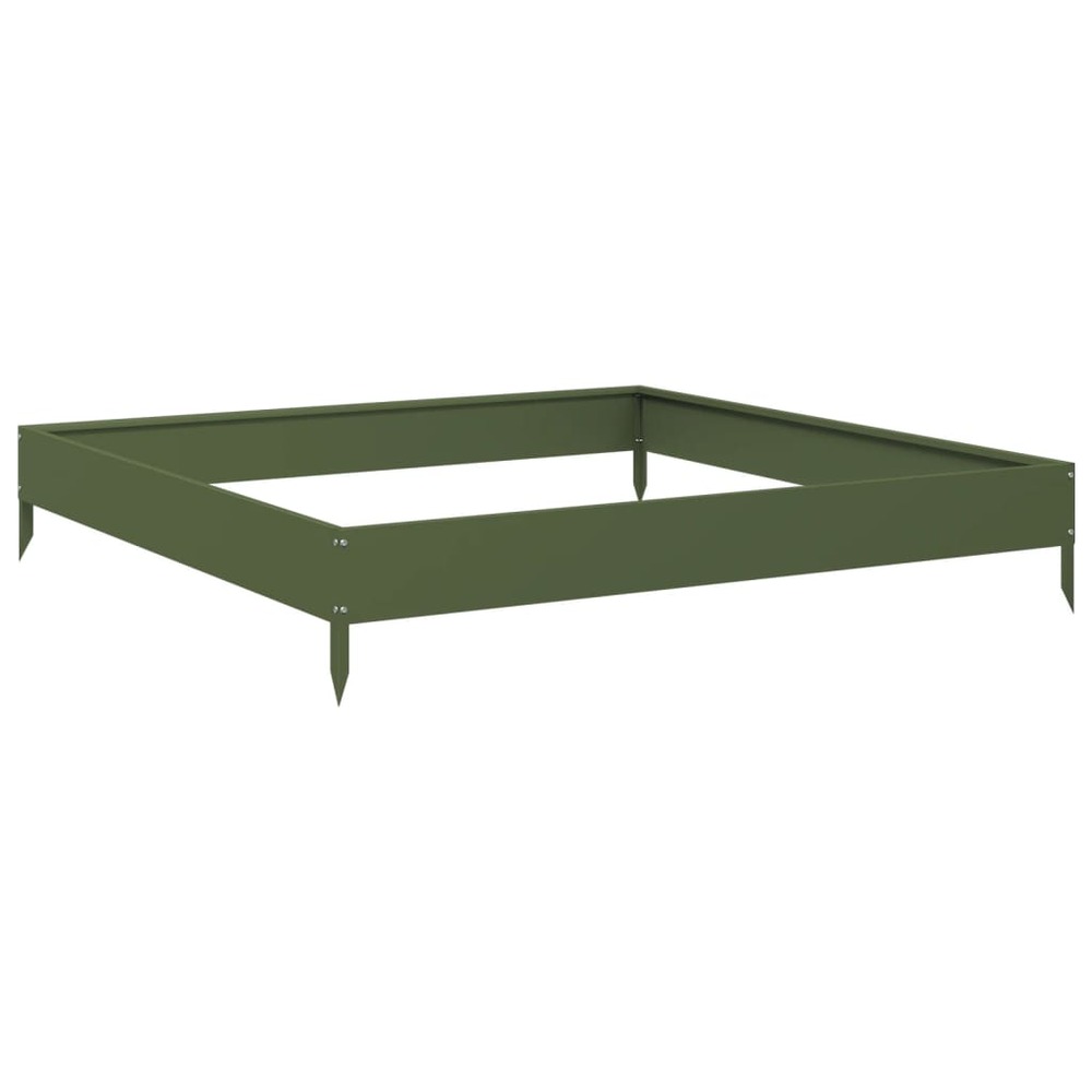 Jardinière bac lit surélevé plantes fleurs terrasse jardin de jardin olive 100 x 100 x 18,5 cm acier vert