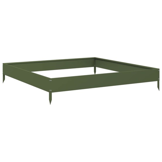 Jardinière bac lit surélevé plantes fleurs terrasse jardin de jardin olive 100 x 100 x 18,5 cm acier vert