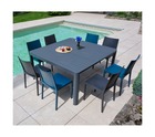 Mimaos - ensemble table et chaises de jardin - 8 places - gris anthracite et bleu