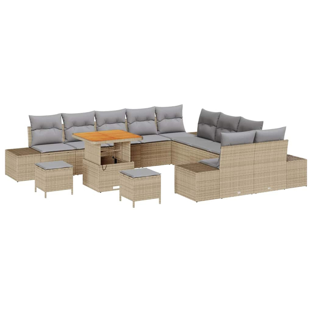 Ensemble de canapé de jardin 13 pcs beige et gris clair
