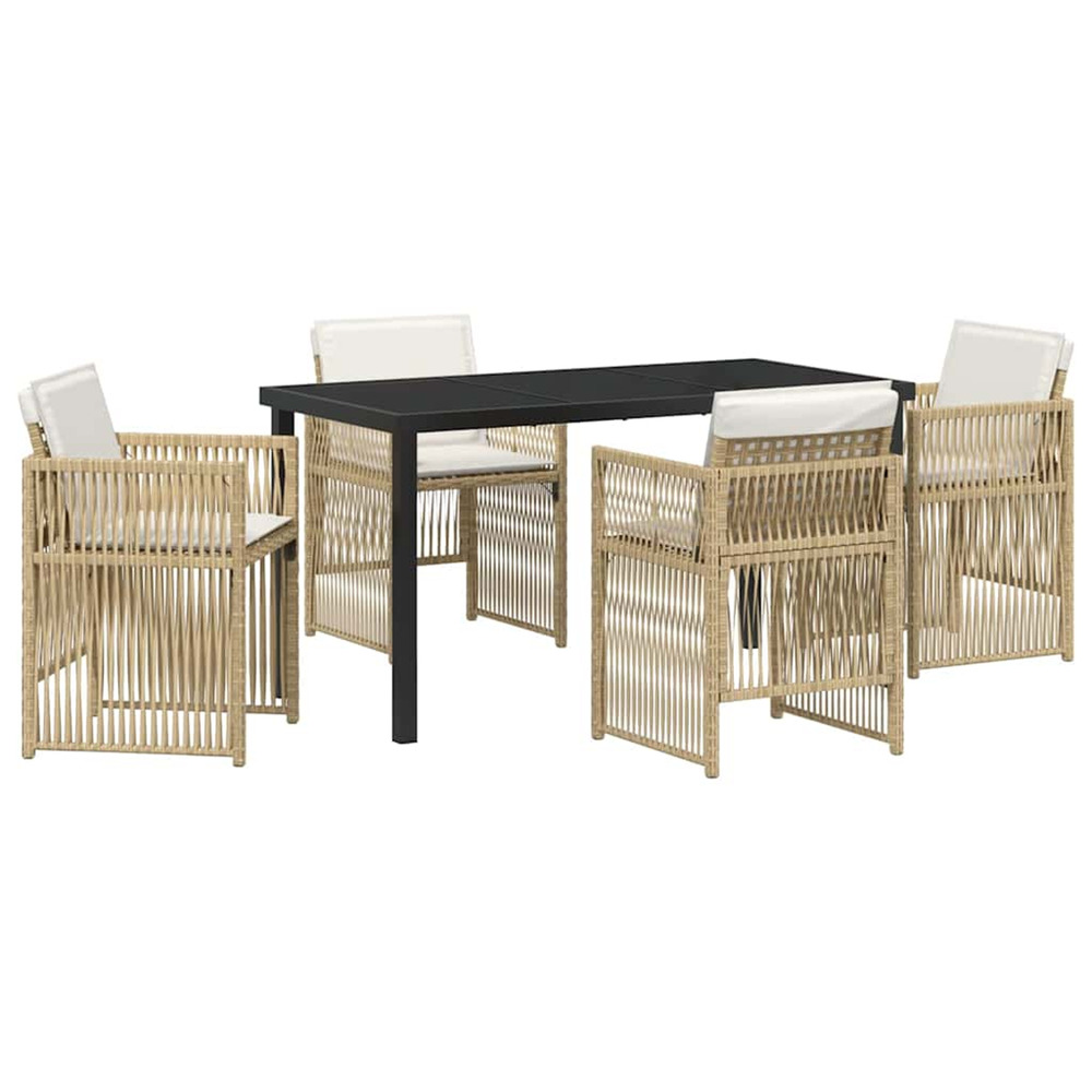Ensemble de salle à manger pour jardin 5 pcs beige