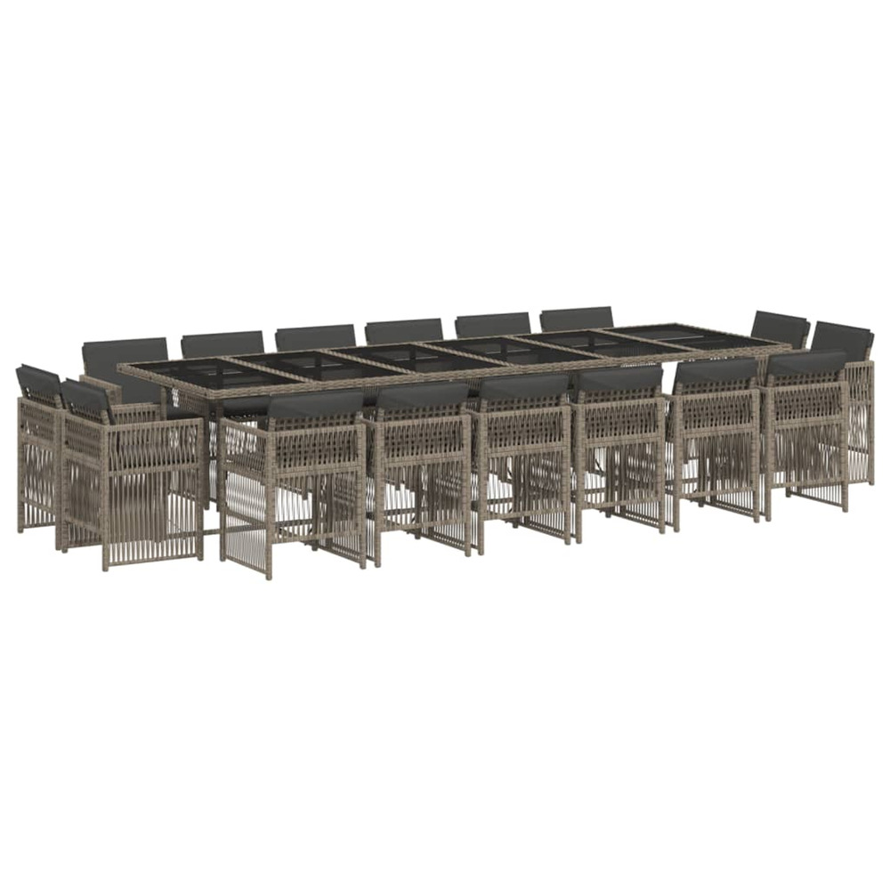 Ensemble à manger de jardin 17 pcs et coussins résine tressée