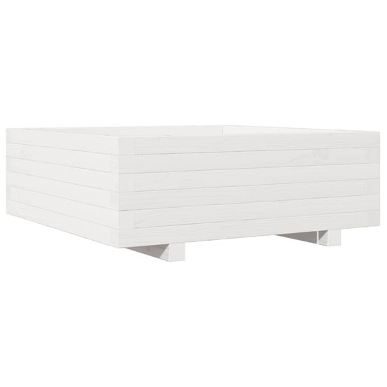 Jardinière d'extérieur blanc 70x70x26,5 cm bois de pin massif
