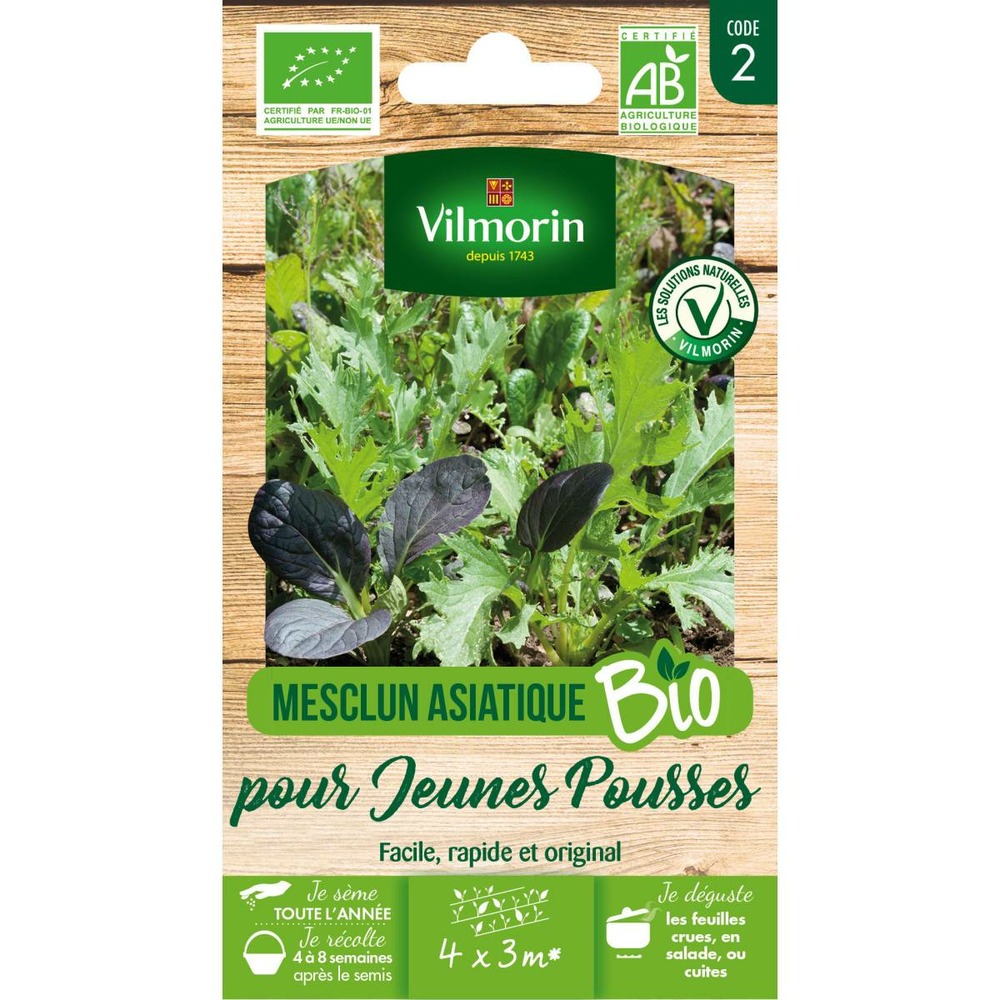 Sachet de graines mesclun asiatique pour jeunes pousses bio