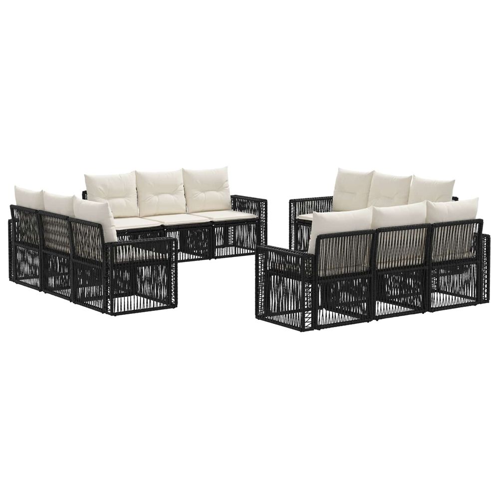 Ensemble de canapé de jardin 12 pc noir et blanc crème