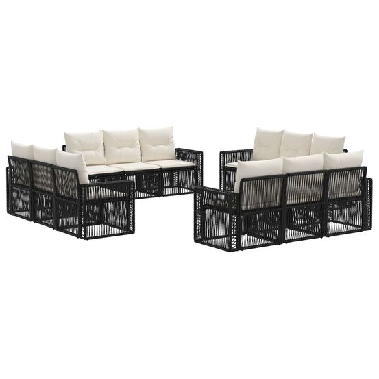 Ensemble de canapé de jardin 12 pc noir et blanc crème