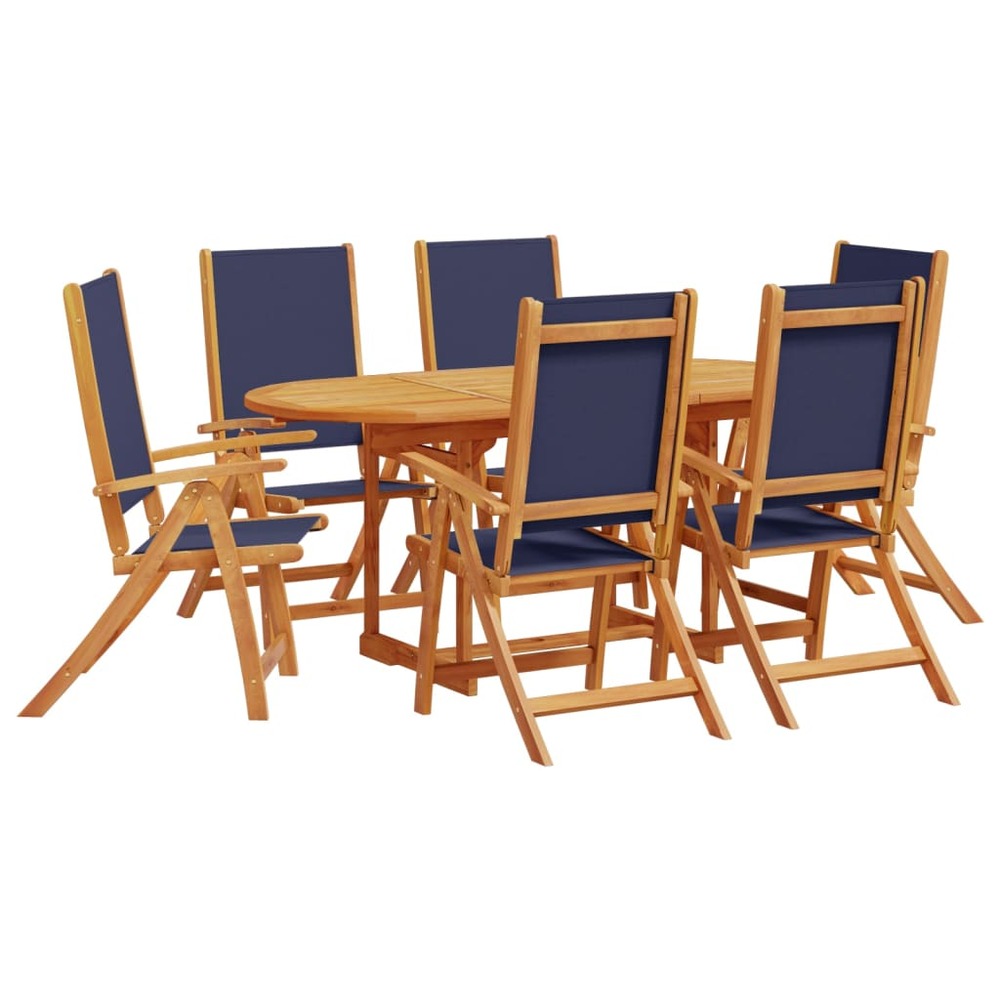 Ensemble à manger de jardin 7pcs bois d'acacia solide textilène