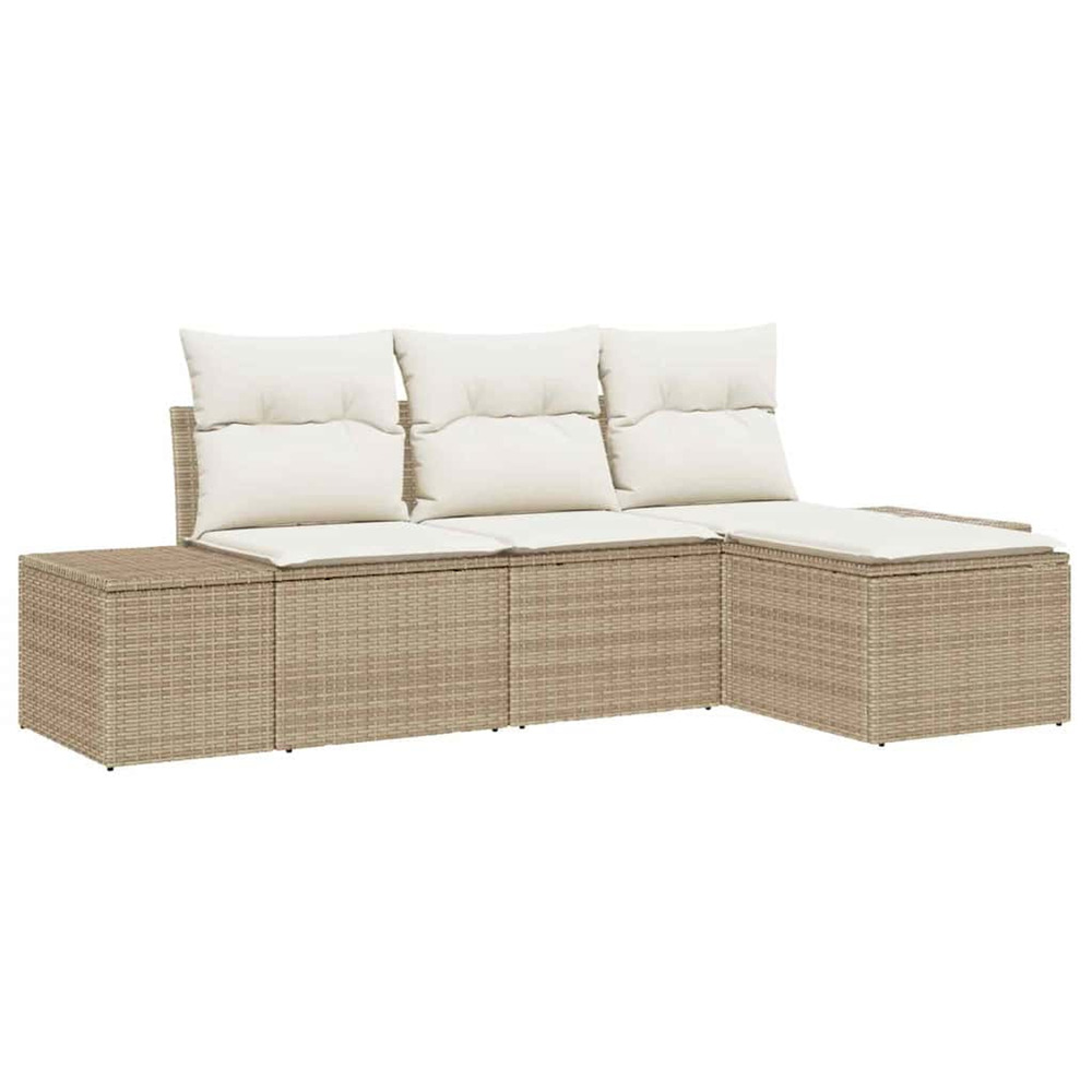 Ensemble de canapé de jardin 4 pcs beige et crème polyrotin