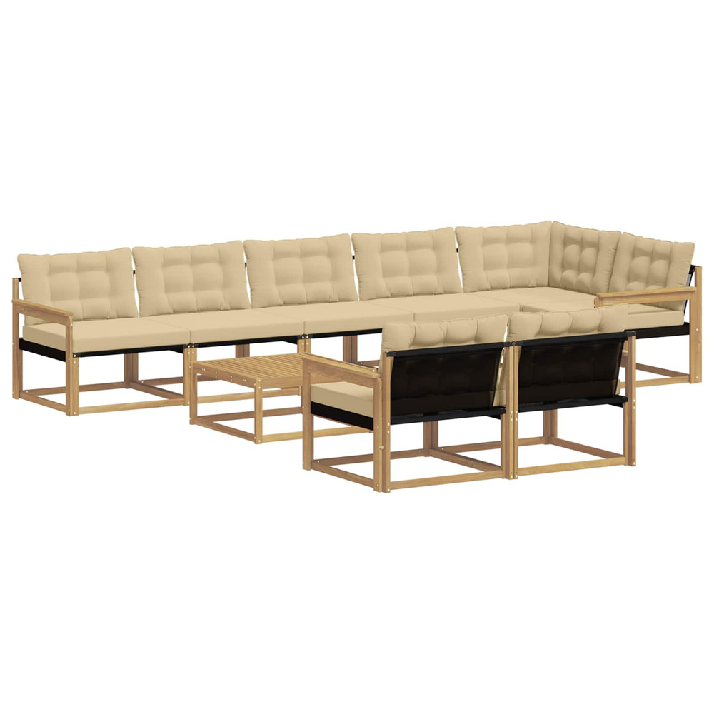 Ensemble de canapés d'extérieur 9 pcs blanc et beige