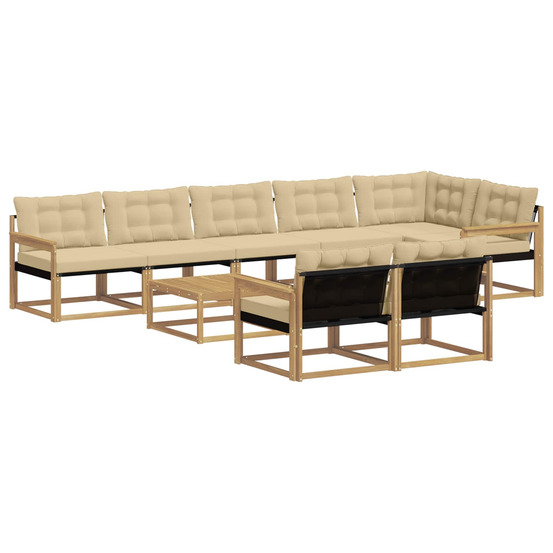 Ensemble de canapés d'extérieur 9 pcs blanc et beige