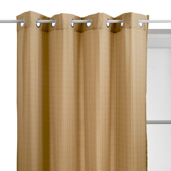 Voilage noa motif rayures plissées140x240cm beige