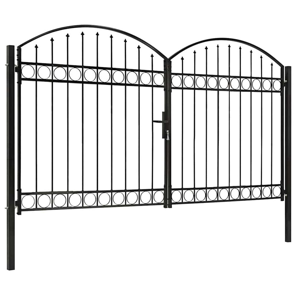 Portail de clôture assen à double porte avec arc en haut en acier 300x200 cm