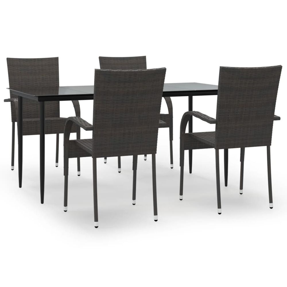 Ensemble à manger de jardin 5 pcs marron résine tressée
