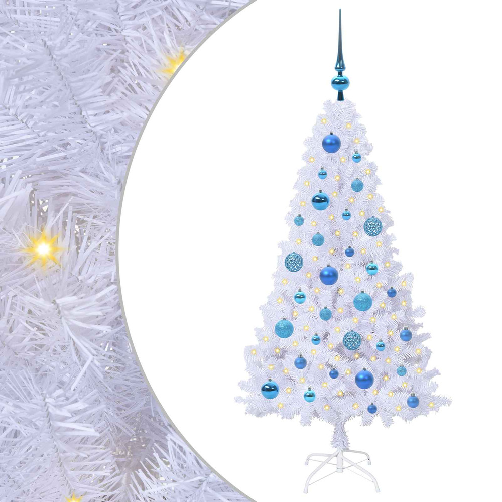 Sapin de noël artificiel avec 150 led blanc 120 cm pvc et acier