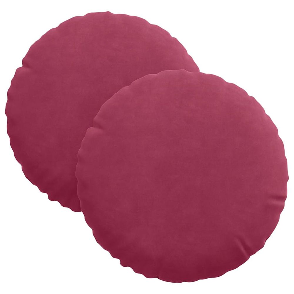 Coussins de siège 2 pc velours bordeaux ø30 x 13 cm