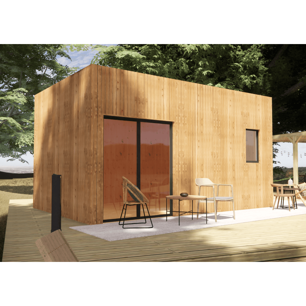 Studio de jardin 4 saisons en bois 5,5 x 3,5 x 3,2 m / isolation re2020 avec plancher isolé / menuiseries alu k-line