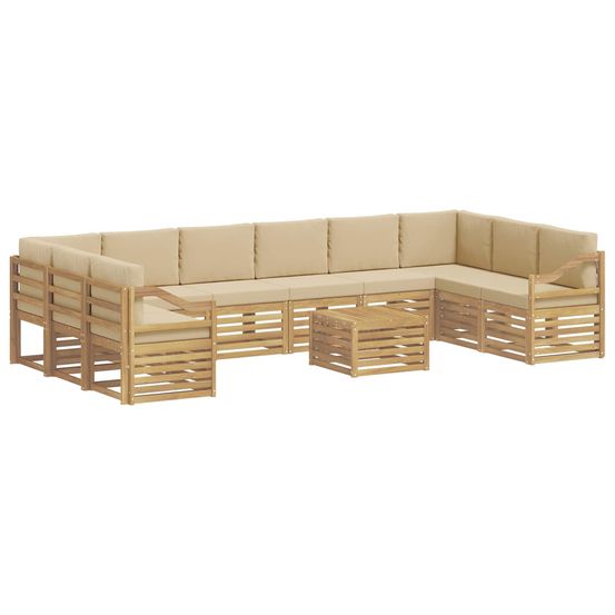 Ensemble de canapés d'extérieur 11 pc blanc et beige polyester