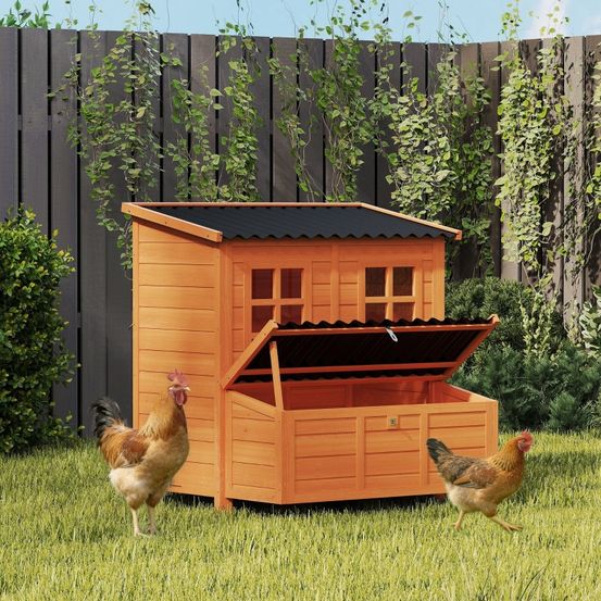 Poulailler bois massif pour 4 à 6 poules avec pondoir toit imperméable 100x86x100cm