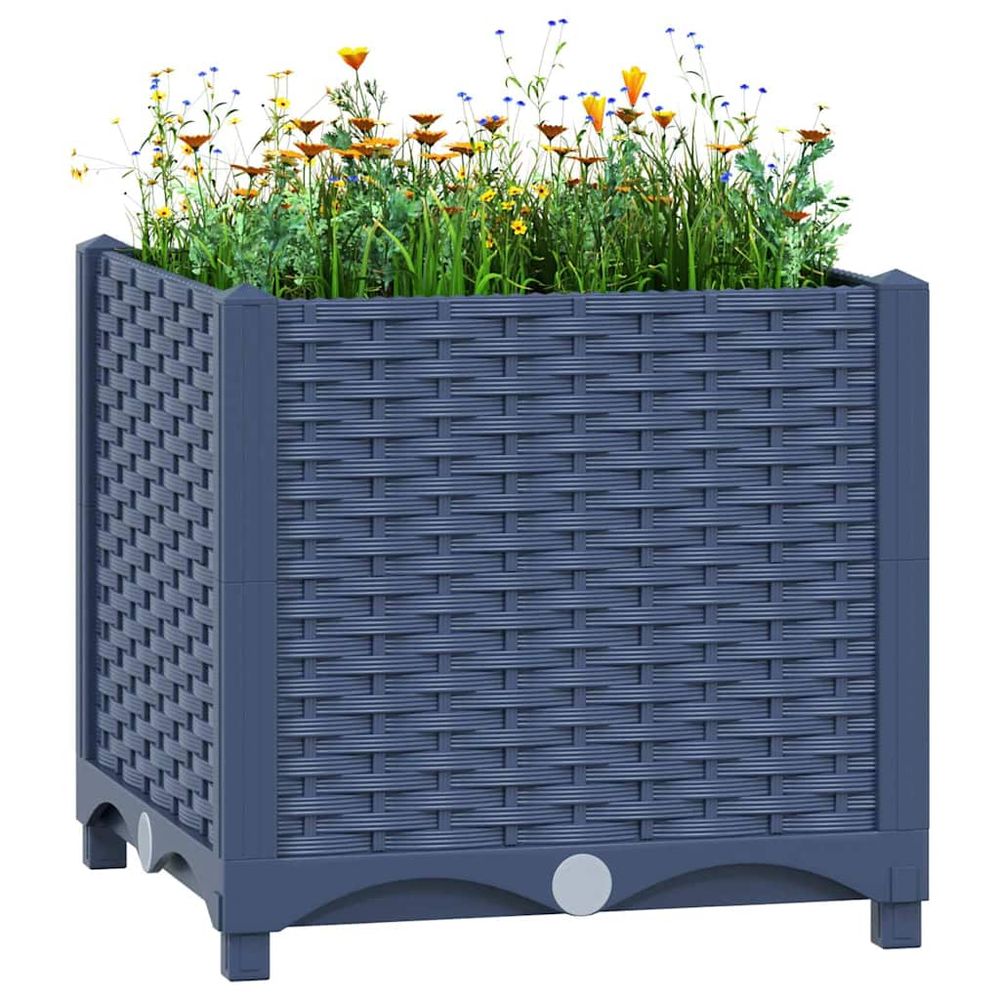 Bac à fleurs carré et haut en polypropylène gris 40x40x38 cm