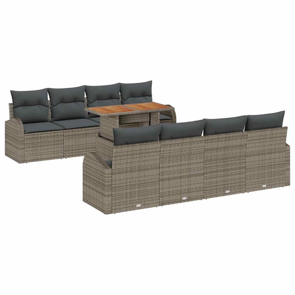 Ensemble de canapé de jardin 9 pc gris poly rotin