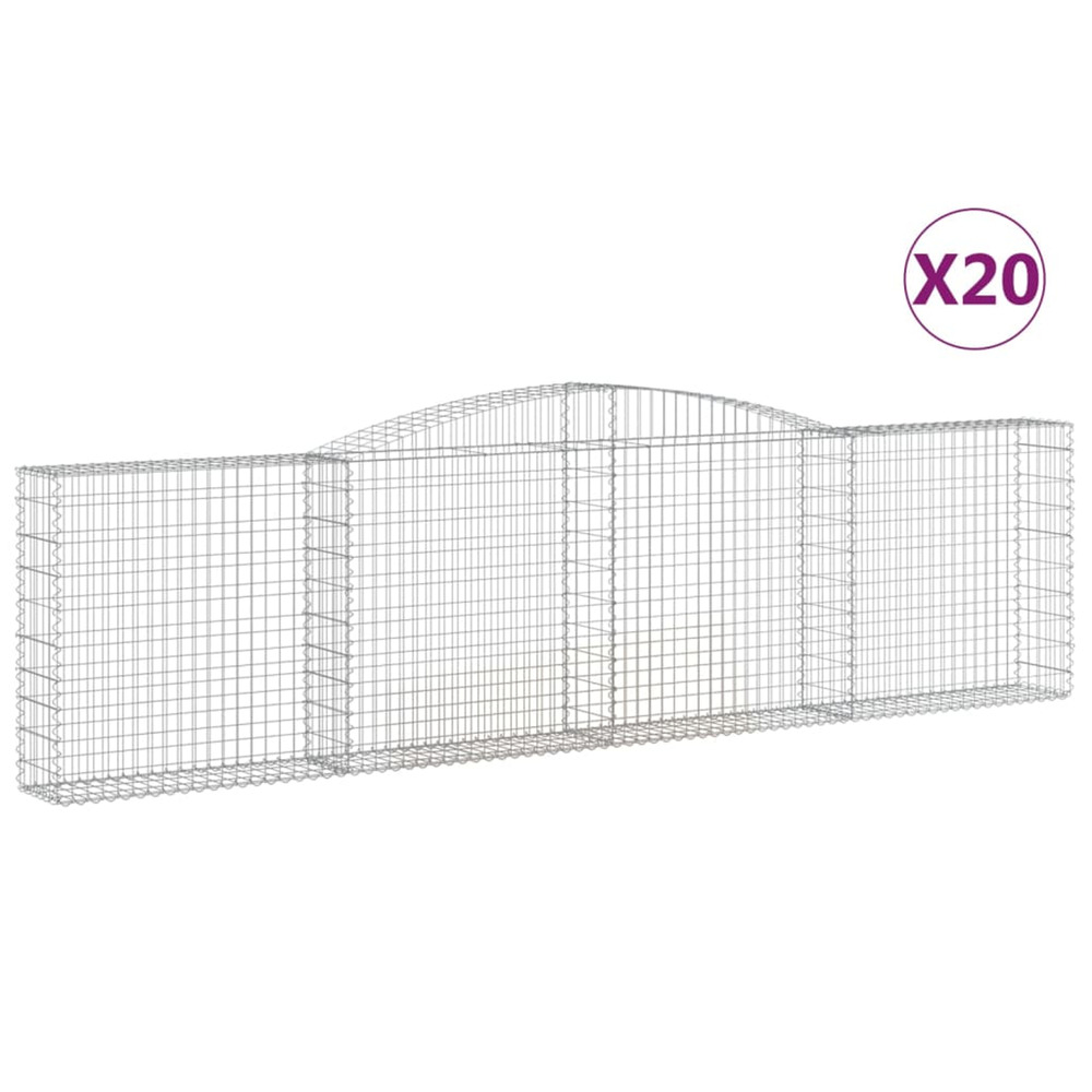 Paniers à gabions arqués 20 pcs 400x30x100/120 cm fer galvanisé