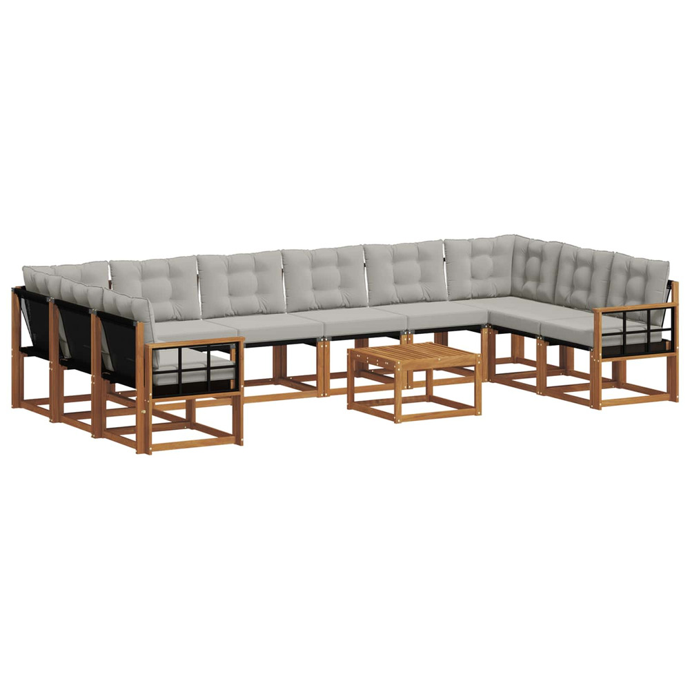 Ensemble de canapés d'extérieur 11 pcs gris naturel et clair