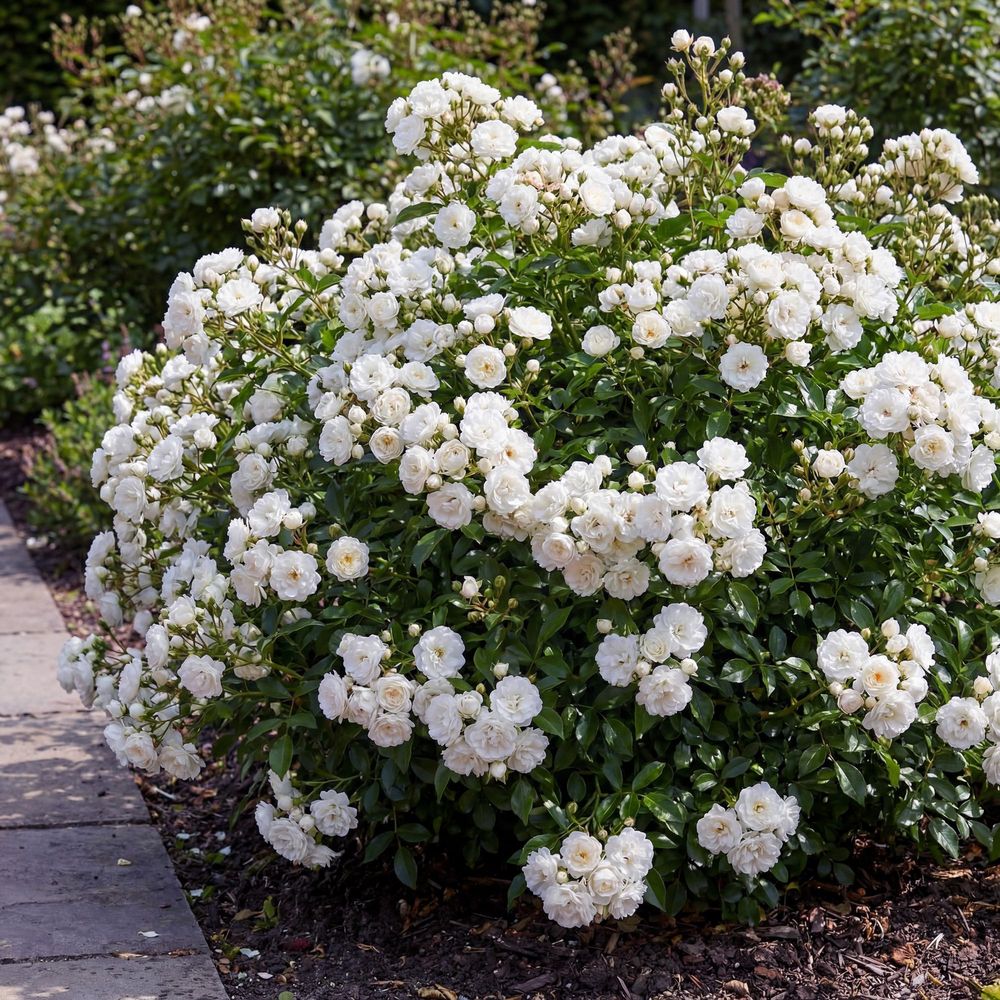 Rosier 'white fairy' - pot 12 cm - hauteur 20 cm - plante d'extérieur