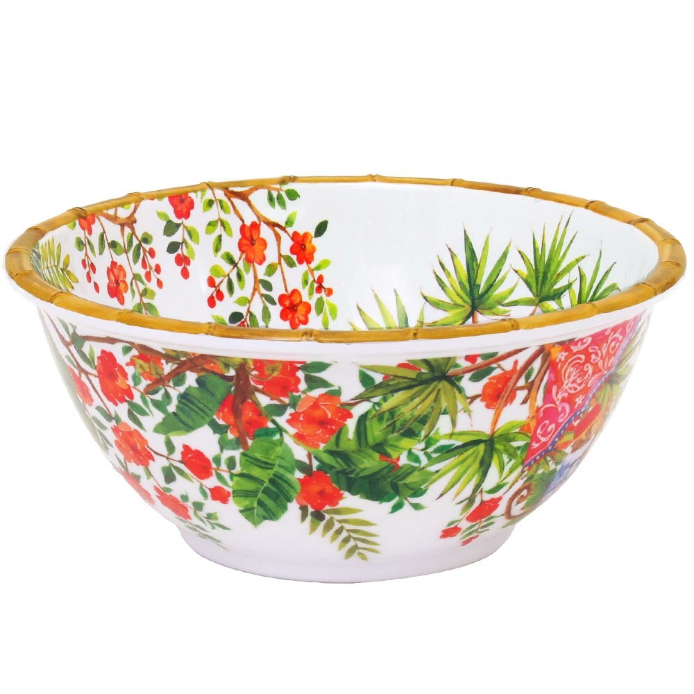 Grand saladier profond en mélamine pure - 25 cm - singes de bali