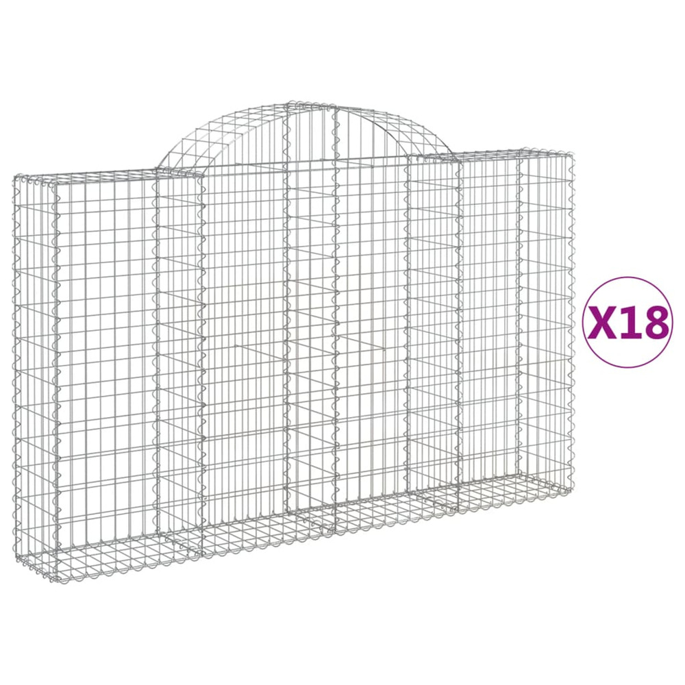 Paniers à gabions arqués 18 pcs 200x30x120/140 cm fer galvanisé