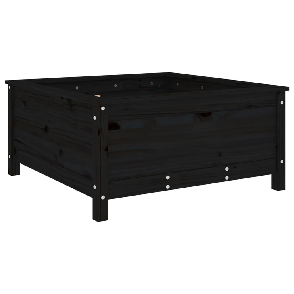 Jardinière d'extérieur noir 82,5x82,5x39 cm bois massif de pin