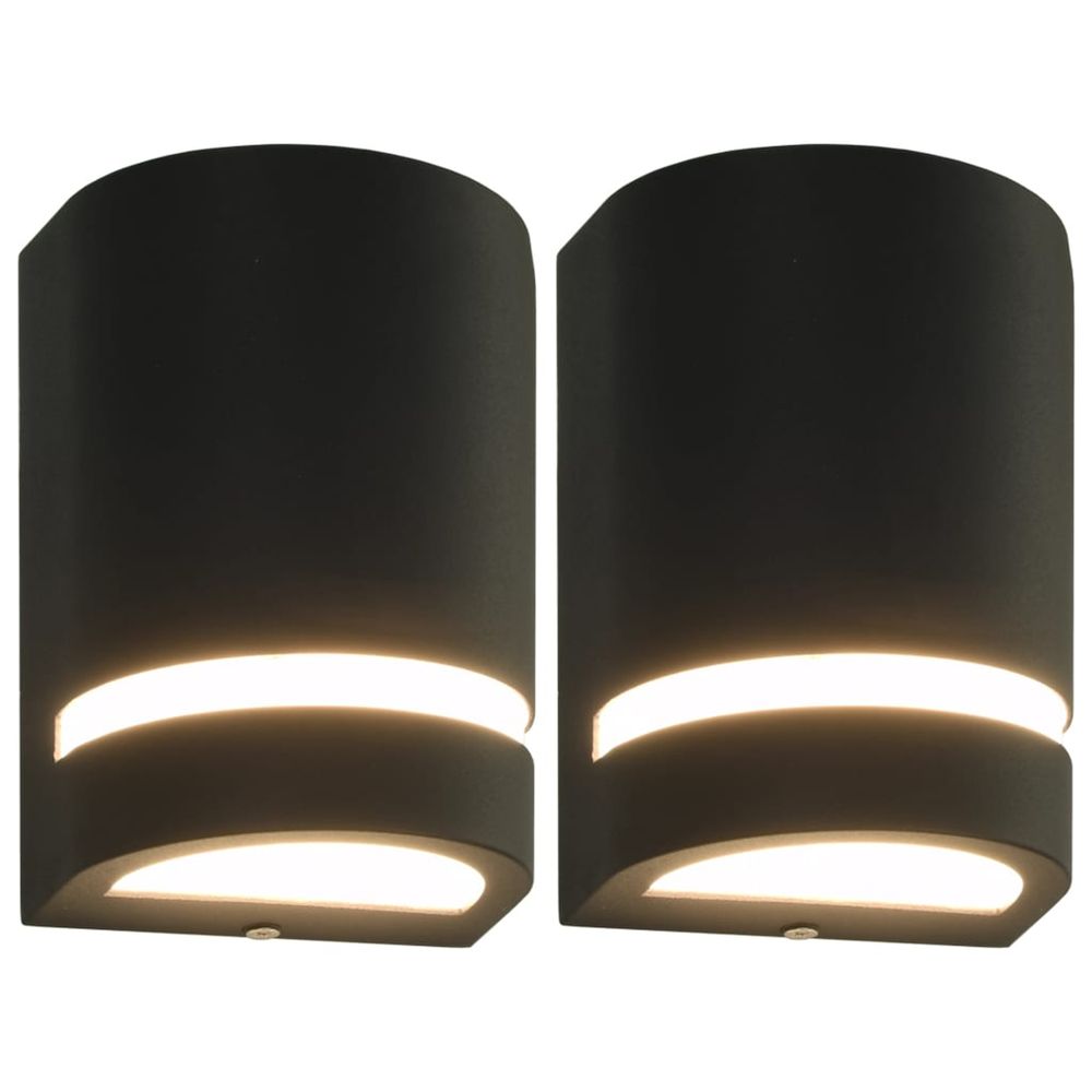 Appliques murales d'extérieur 2 pcs 35 w noir demi-rond