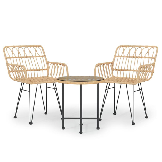 Ensemble à manger de jardin 3 pcs résine tressée