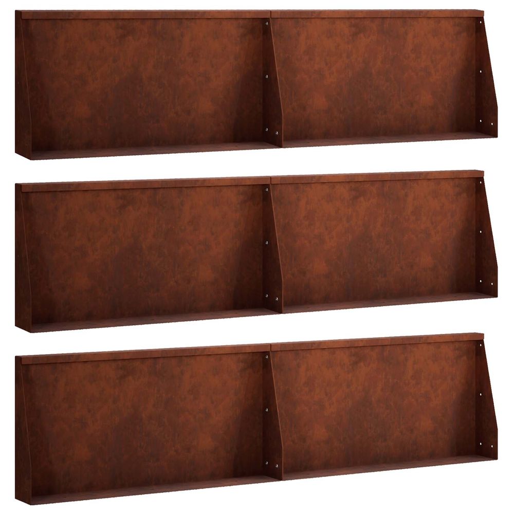 Mur de soutènement 6 pc 80 x 12 x 50 cm acier patiné rouillé