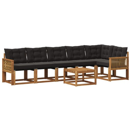 Ensemble de canapés d'extérieur 7 pc naturel et noir