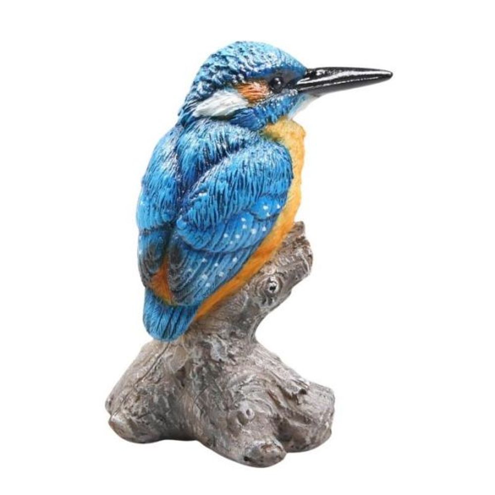 Oiseau martin pêcheur sur tronc en résine 7 x 7 x 11.5 cm