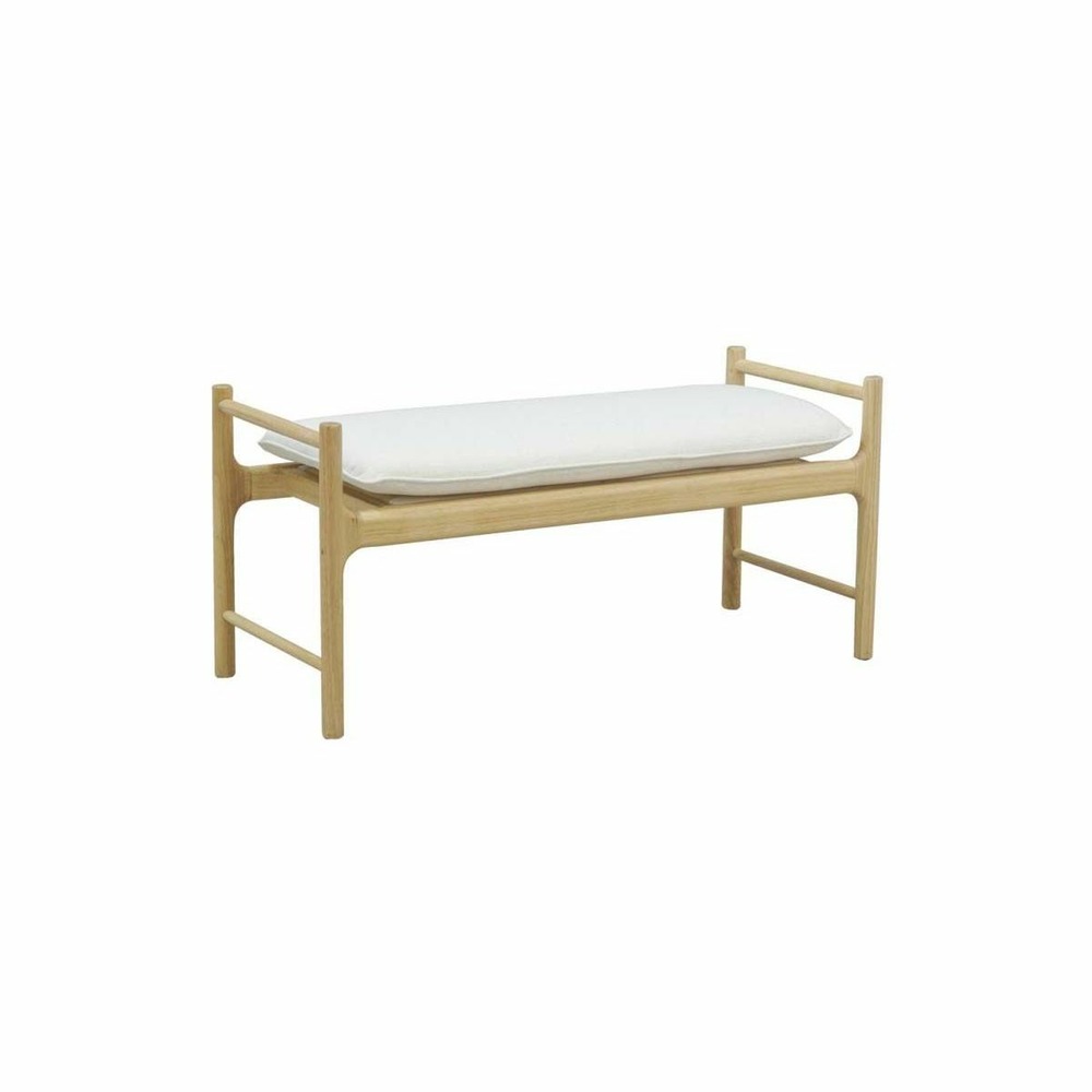 Banc en bois avec coussin en coton blanc