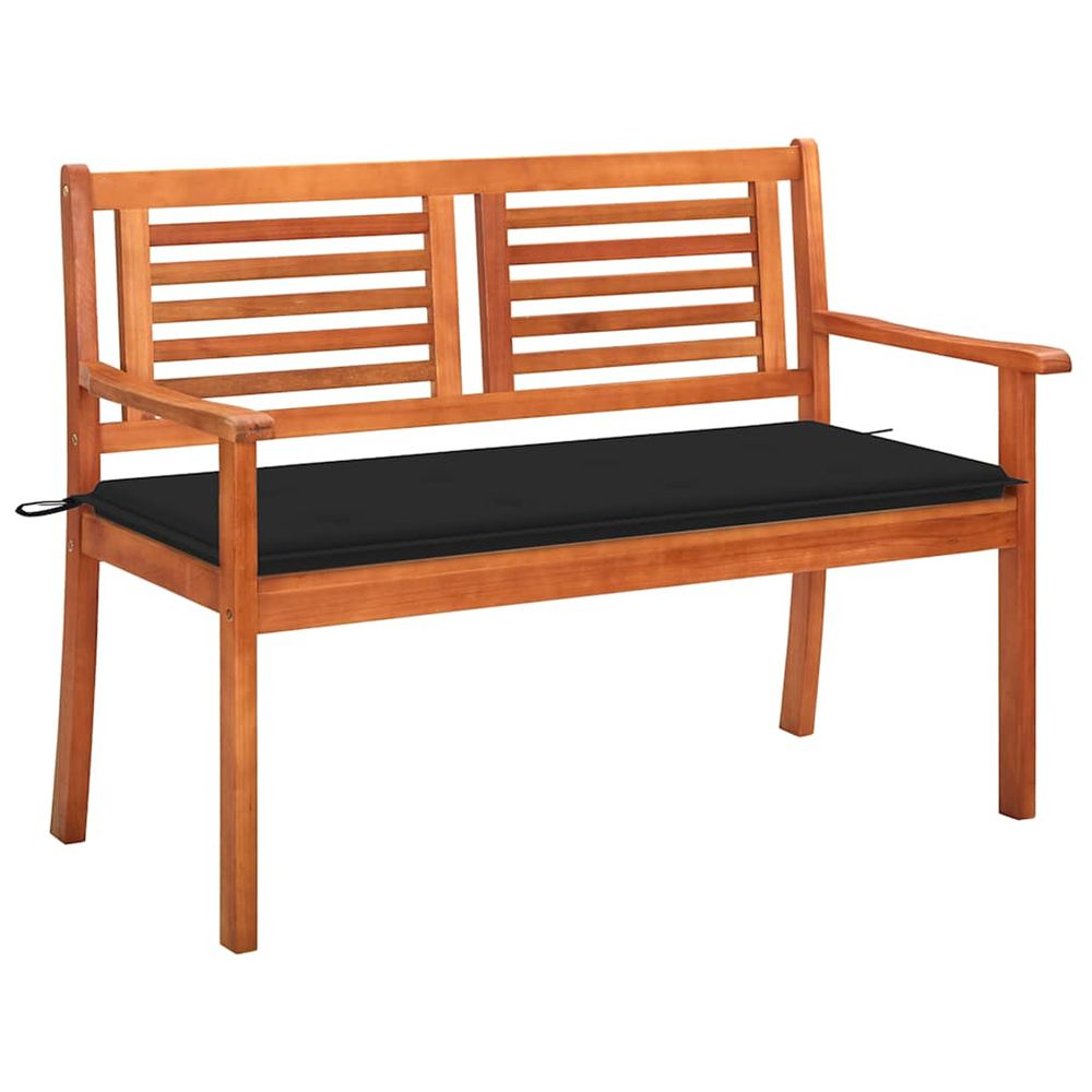 Banc de jardin 2 places avec coussin 120 cm bois d'eucalyptus