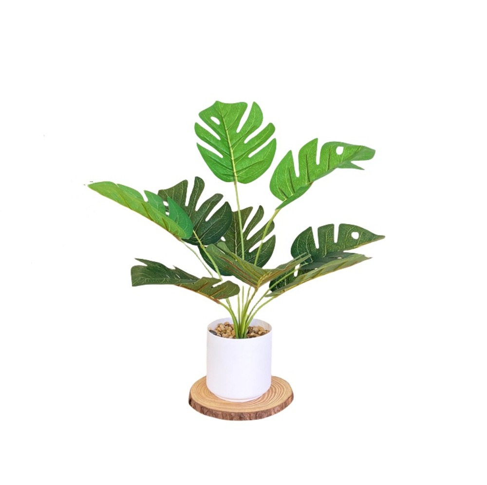 Bouquet de plantes artificielles + pot de fleurs monstera à hautes branches
