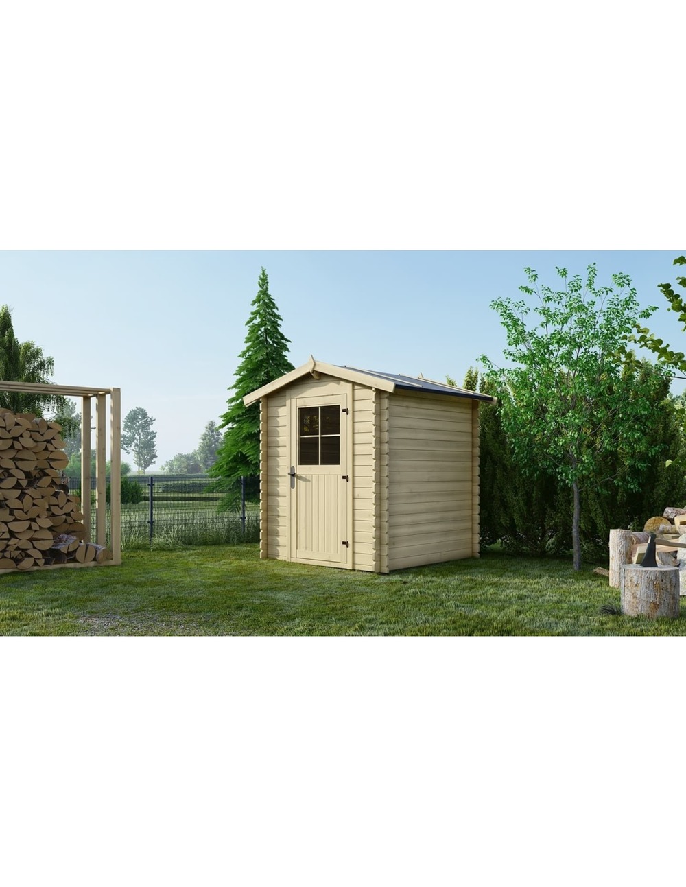 Abri de jardin en bois - 3,61m2 - 1,90x1,90m - ep. 28mm - couleur: naturel - dom593 - altanka