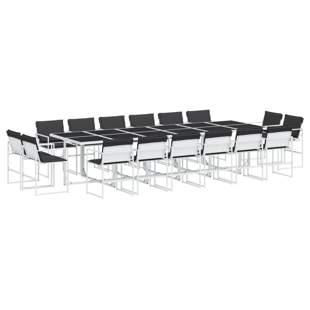Ensemble à manger de jardin avec coussins 17pcs blanc textilène