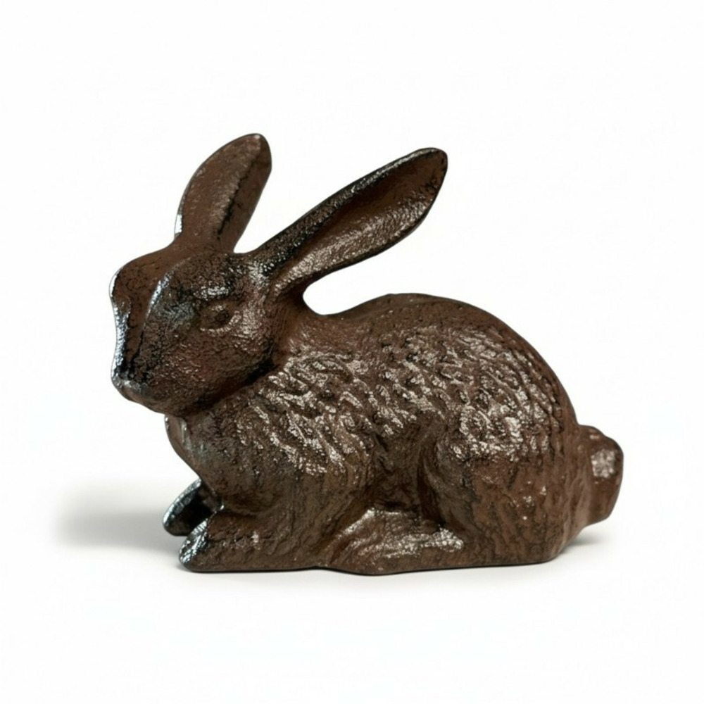 Lapin fonte patiné marron 14x7x10cm