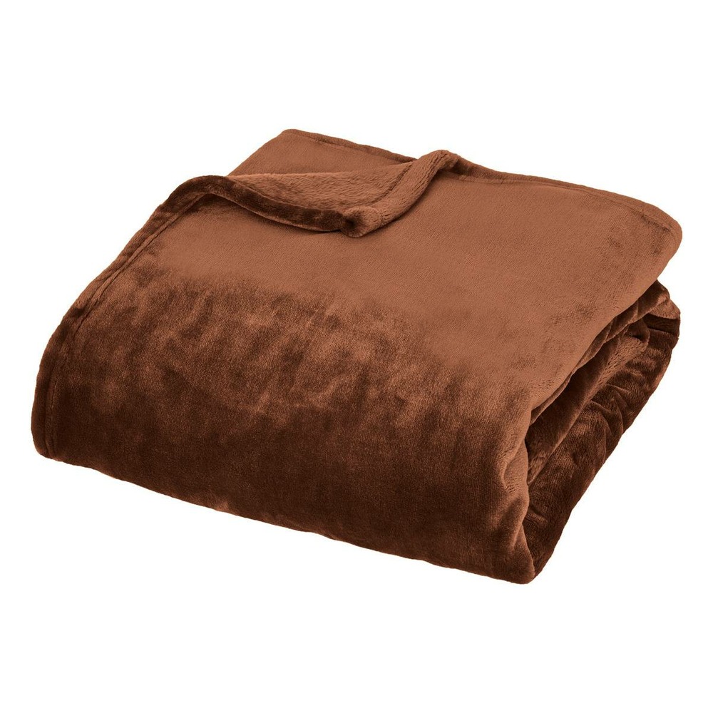 Plaid flanelle cuddly marron 130x180cm