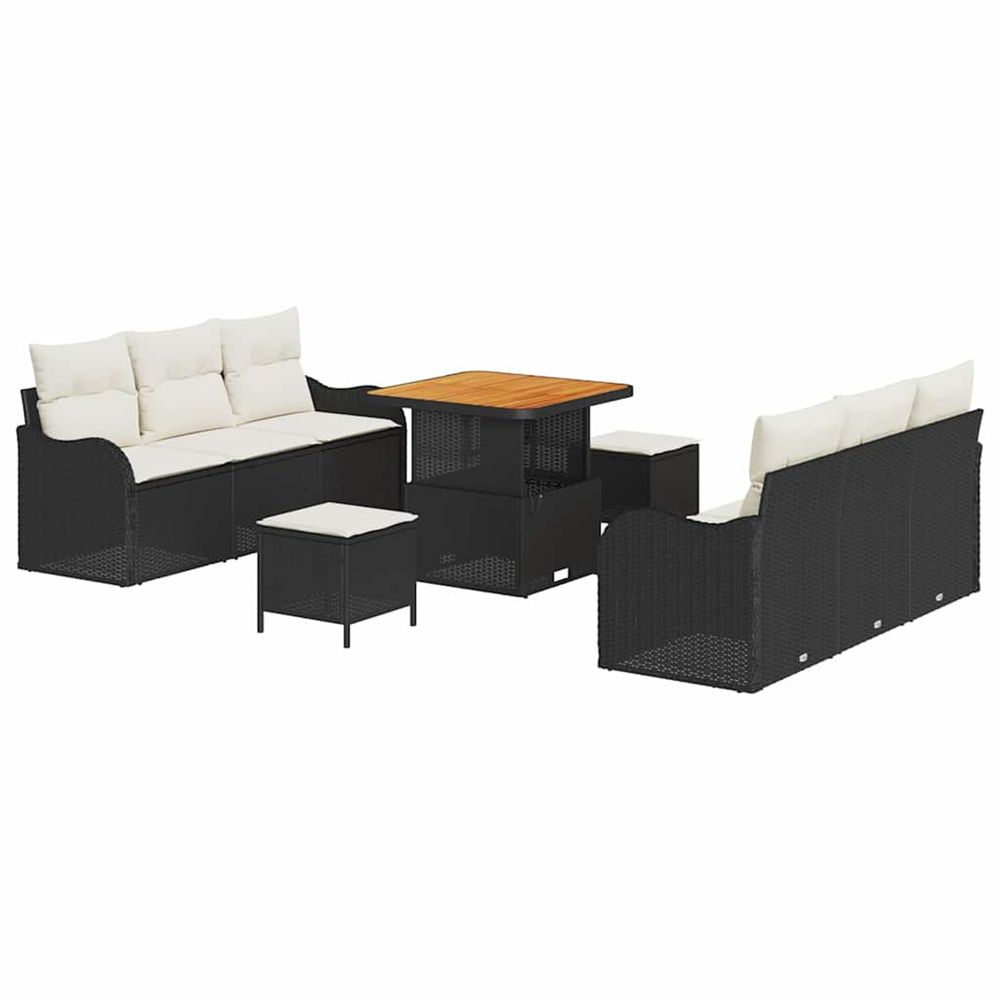 Ensemble de canapé de jardin 9 pc noir polyrotin